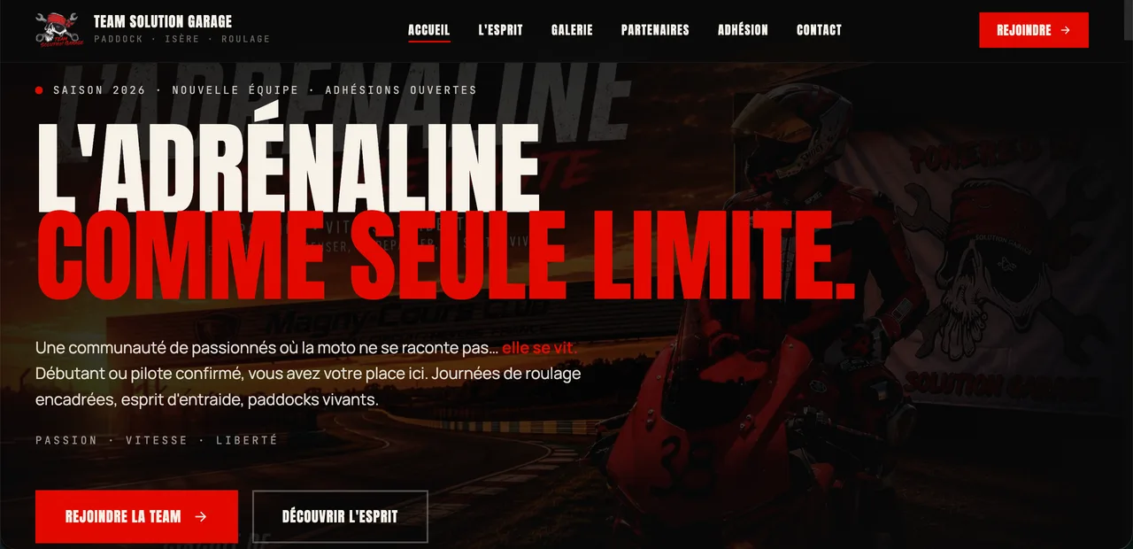 Aperçu du site Team Solution Garage